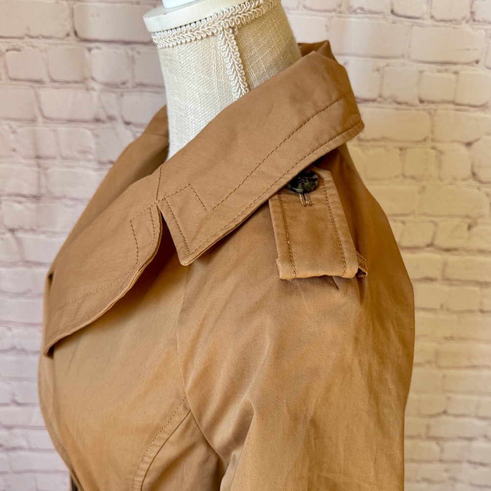 Banana Republic Limonta Trench Coat Jacket Modern Bow Tie Sleeve Tan XS - Picture 9 of 13